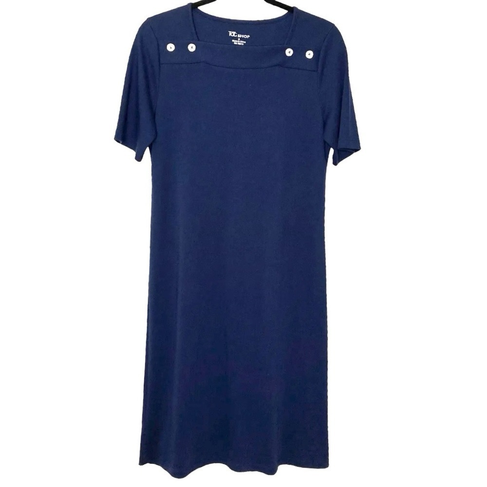 The Tog Shop Navy Blue Short Sleeve T-Shirt Shift Dress Career Nautical, Sz S